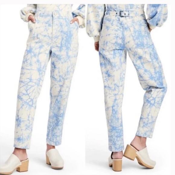 Rachel Comey x Target Collab Tie Dye Retro High Waist Straight Blue Cream Jean 4 - Picture 1 of 8